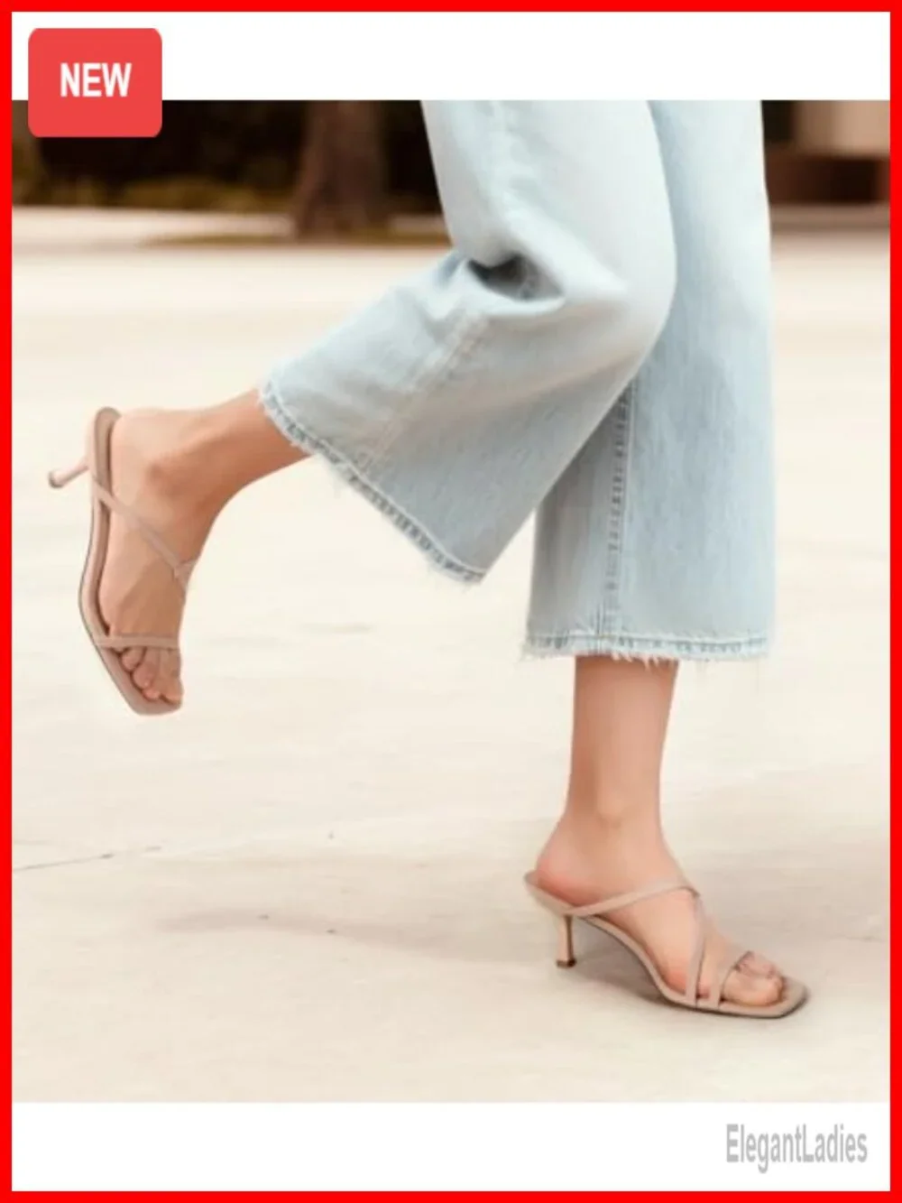 Strappy Kitten Heels Square Open Toe 2.25 Inch Heeled Sandals Slip On Mules